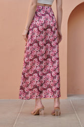 Burgundy Straight Satin Skirt